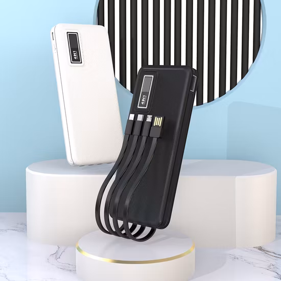 Portable Charger, Power Bank 10000mAh, Comes with a Four Wire Charging Power Supply for Fast Charging