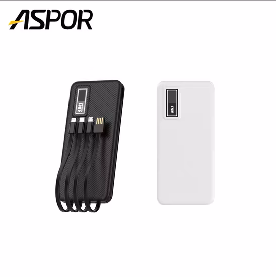 Portable Charger, Power Bank 10000mAh, Comes with a Four Wire Charging Power Supply for Fast Charging